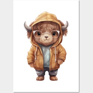 American Bison Wearing Hoodie Posters and Art